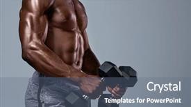  Presentation with lifting weights - Colorful PPT layouts enhanced with african man with well define backdrop and a ocean colored foreground