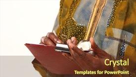  Presentation with lab - PPT theme with african man working in lab background and a tawny brown colored foreground