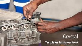  Presentation with cylinder head - Amazing theme having thread on the cylinder head backdrop and a tawny brown colored foreground