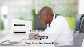  Presentation with doctor african - Theme consisting of african medical doctor writing reports background and a light gray colored foreground