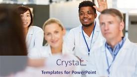  Presentation with medicine - Slide set featuring african-medicine-student background and a sky blue colored foreground