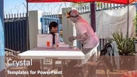  Presentation with testing - Presentation theme having african-mobile-lab-for-covid background and a violet colored foreground