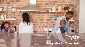  Presentation with parents and children - Presentation consisting of african mother - children helping parents to prepare background and a coral colored foreground