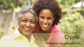  Presentation with daughter - PPT layouts with african mother - senior woman hugging adult daughter background and a yellow colored foreground