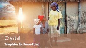  Presentation with mother child - Amazing PPT theme having african-mother-and-child backdrop and a coral colored foreground