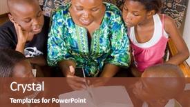  Presentation with children story - Audience pleasing slide set consisting of african mother reading a book backdrop and a tawny brown colored foreground