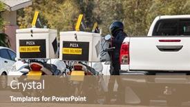  Presentation with motorbike - Colorful theme enhanced with african-motorbike-rider backdrop and a coral colored foreground