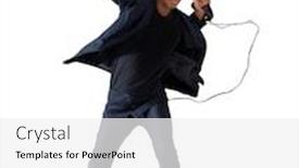  Presentation with singer - Presentation theme with headphones holding an amplifier background and a white colored foreground