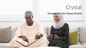  Presentation with islam quran - PPT theme with reading quran holly islam book background and a white colored foreground