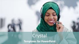  Presentation with hijab modern - PPT theme with african-muslim-female-with-green background and a seafoam green colored foreground