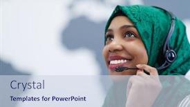  Presentation with hijab modern - Colorful slide set enhanced with african-muslim-female-with-green backdrop and a sky blue colored foreground