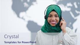  Presentation with hijab modern - Slide deck having african-muslim-female-with-green background and a sky blue colored foreground