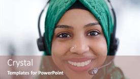  Presentation with hijab modern - Colorful presentation enhanced with african-muslim-female-with-green backdrop and a coral colored foreground