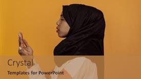  Presentation with woman muslim - Presentation theme with african-muslim-woman-wearing-hijab background and a gold colored foreground