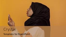  Presentation with woman muslim - Theme consisting of african-muslim-woman-wearing-hijab background and a coral colored foreground