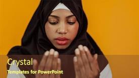  Presentation with arabian woman wearing hijab muslim - Presentation theme with african-muslim-woman-wearing-hijab background and a tawny brown colored foreground