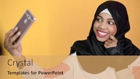  Presentation with woman muslim - Audience pleasing slide deck consisting of african-muslim-woman backdrop and a yellow colored foreground