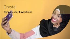 Presentation with woman muslim - Beautiful slide deck featuring african-muslim-woman backdrop and a yellow colored foreground