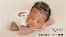  Presentation with newborn - Colorful PPT theme enhanced with african-newborn-child-resting-lying backdrop and a soft green colored foreground