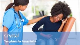  Presentation with doctor african - Colorful slides enhanced with african nurse comforting female patient backdrop and a teal colored foreground