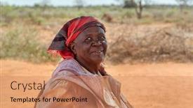  Presentation with dirt - Presentation design having african-old-woman background and a coral colored foreground