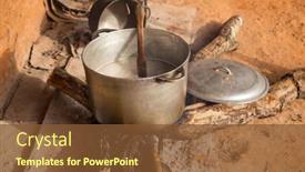  Presentation with outdoors - Colorful presentation theme enhanced with african-outdoors-kitchen-firewood backdrop and a tawny brown colored foreground