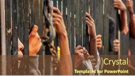  Presentation with african people - Colorful PPT layouts enhanced with african people at a protest asking for their rights backdrop and a tawny brown colored foreground