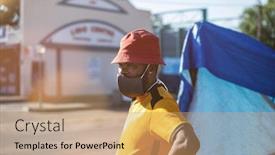  Presentation with african people - Beautiful PPT theme featuring african-people-in-the-township backdrop and a coral colored foreground