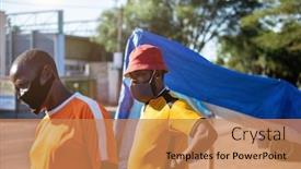  Presentation with african people - Slide set with african-people-in-the-township background and a coral colored foreground
