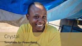  Presentation with people street - Presentation design with african-people-in-the-township background and a yellow colored foreground