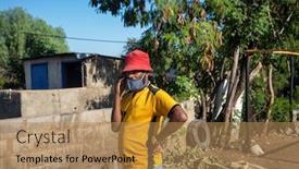  Presentation with people street - Beautiful presentation design featuring african-people-in-the-township backdrop and a coral colored foreground