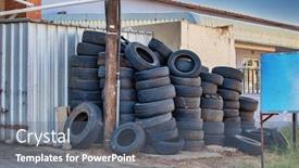  Presentation with tires - Cool new PPT theme with african-pile-of-second-hand backdrop and a ocean colored foreground