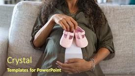  Presentation with baby shoes - Beautiful presentation theme featuring african-pregnant-woman-holding backdrop and a tawny brown colored foreground