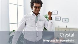  Presentation with african music - Presentation theme featuring african-psychologist-man-at-consultation background and a gray colored foreground