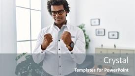  Presentation with office - Presentation consisting of african-psychologist-man-at-consultation background and a gray colored foreground