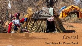  Presentation with refugee - Slides having african-refugee-camp background and a coral colored foreground