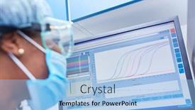  Presentation with data analysis - Presentation theme consisting of african-researcher-at-the-computer background and a light blue colored foreground