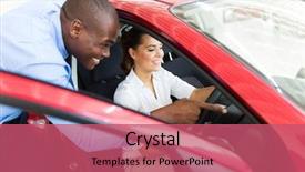  Presentation with salesman - Cool new PPT layouts with african salesman showing a new backdrop and a coral colored foreground