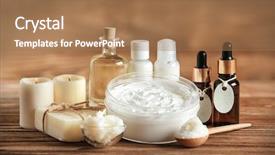  Presentation with cosmetic - PPT layouts with african salon - composition of shea butter background and a coral colored foreground