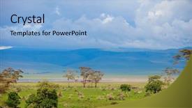  Presentation with savanna - Cool new slide set with african savanna - landscape of ngorongoro crater area backdrop and a light blue colored foreground