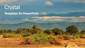  Presentation with savanna - Beautiful presentation theme featuring african savanna queen elizabeth national backdrop and a seafoam green colored foreground