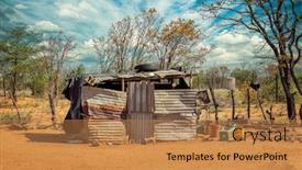  Presentation with out of africa sumatra - Audience pleasing slides consisting of african-shanty-house-made-out backdrop and a coral colored foreground