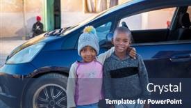  Presentation with siblings - Slide set with african-siblings-holding-each background and a ocean colored foreground