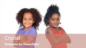  Presentation with african children - Colorful slides enhanced with african sisters children isolated backdrop and a coral colored foreground