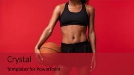  Presentation with ball sports - Theme enhanced with african sports fitness woman basketball background and a crimson colored foreground
