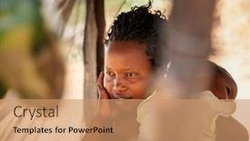  Presentation with vendor - Presentation design consisting of african-street-vendor-mother-holding background and a coral colored foreground