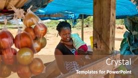  Presentation with vendor - Audience pleasing presentation design consisting of african-street-vendor-mother-holding backdrop and a tawny brown colored foreground