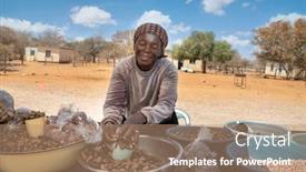  Presentation with monkey - Amazing theme having indigenous - african street vendors backdrop and a coral colored foreground