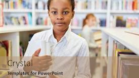  Presentation with borrowing - Cool new PPT layouts with african-student-borrowing-books backdrop and a coral colored foreground