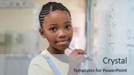  Presentation with whiteboard - Amazing slide deck having african student girl doing math backdrop and a lemonade colored foreground